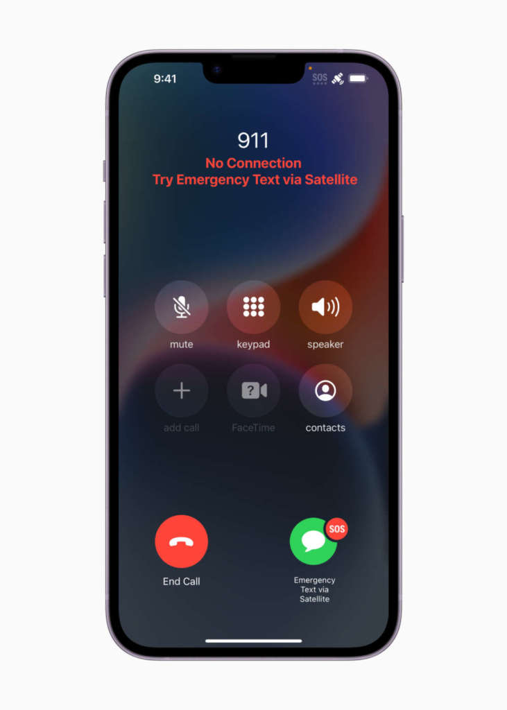 iPhone Emergency SOS via satellite