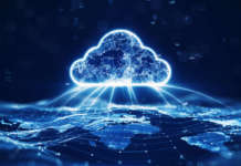 data transfer cloud computing technology concept. There is a lar